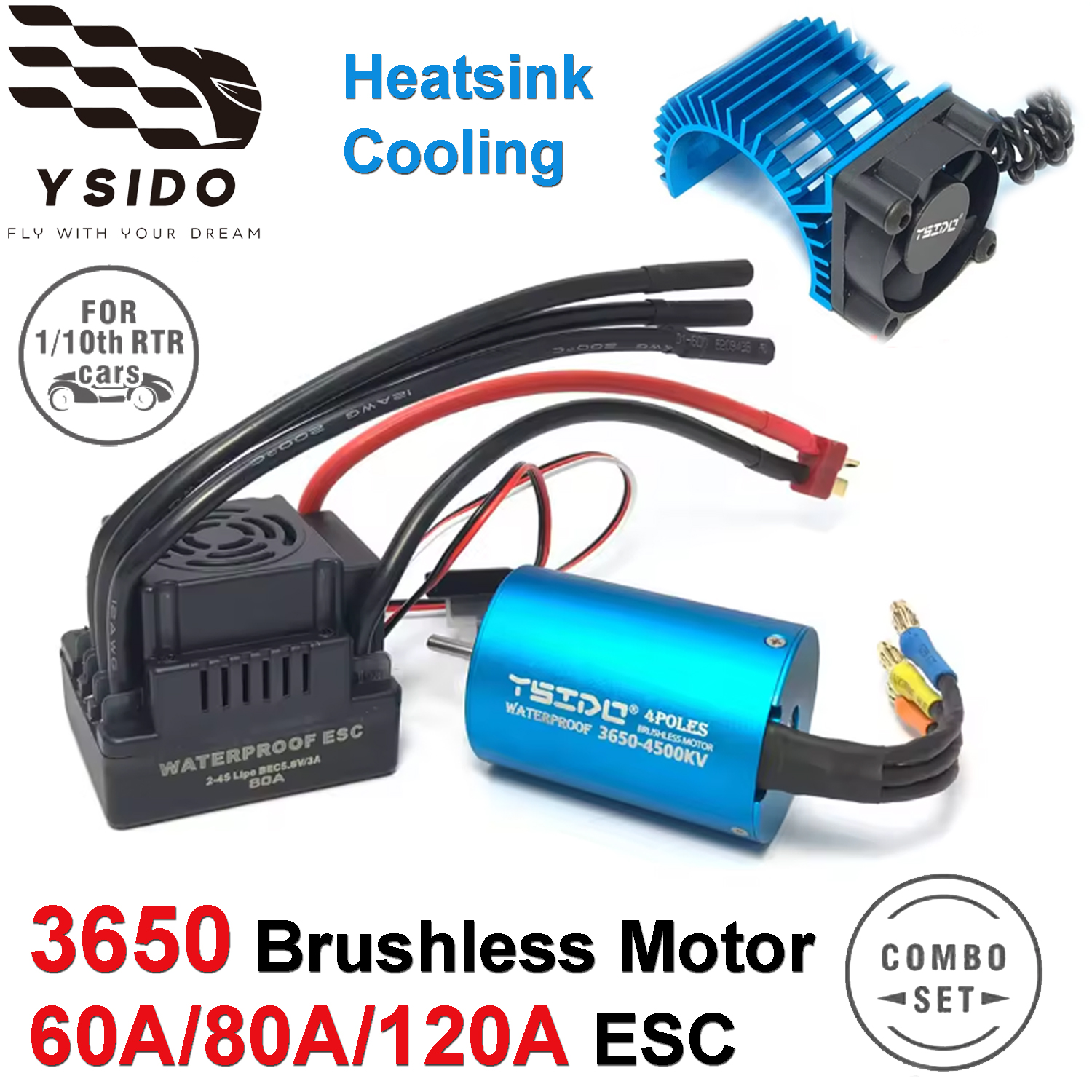 Brushless Motor 3650 - YSIDO 3650 Brushless Motor 60A/80A/120A ESC
