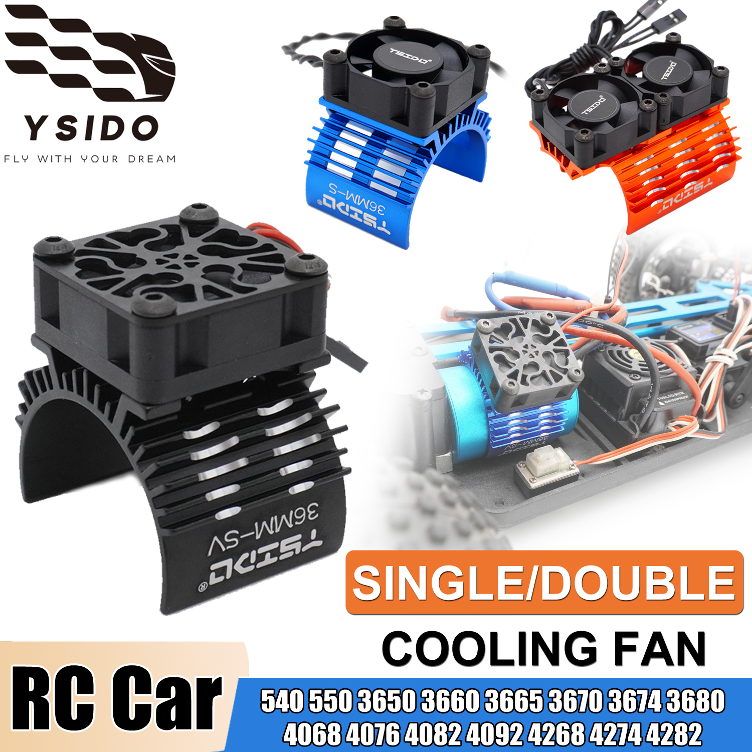 Brushless Motor 3650 - YSIDO 30/36/40-42mm RC Motor Heatsink Single/Double
