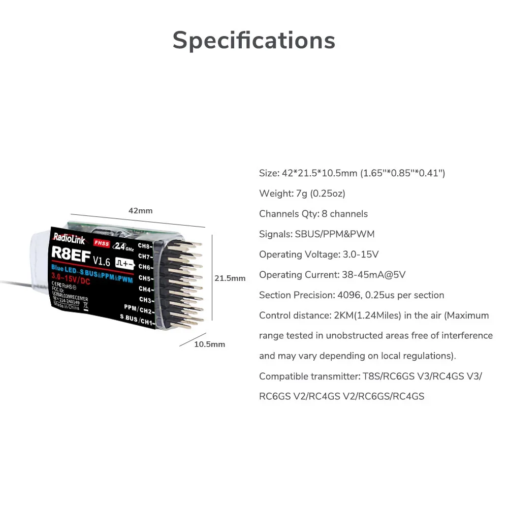 Radiolink R8EF 8 Channel Recei - Receiver Sbus 8Ch recensione e prezzo